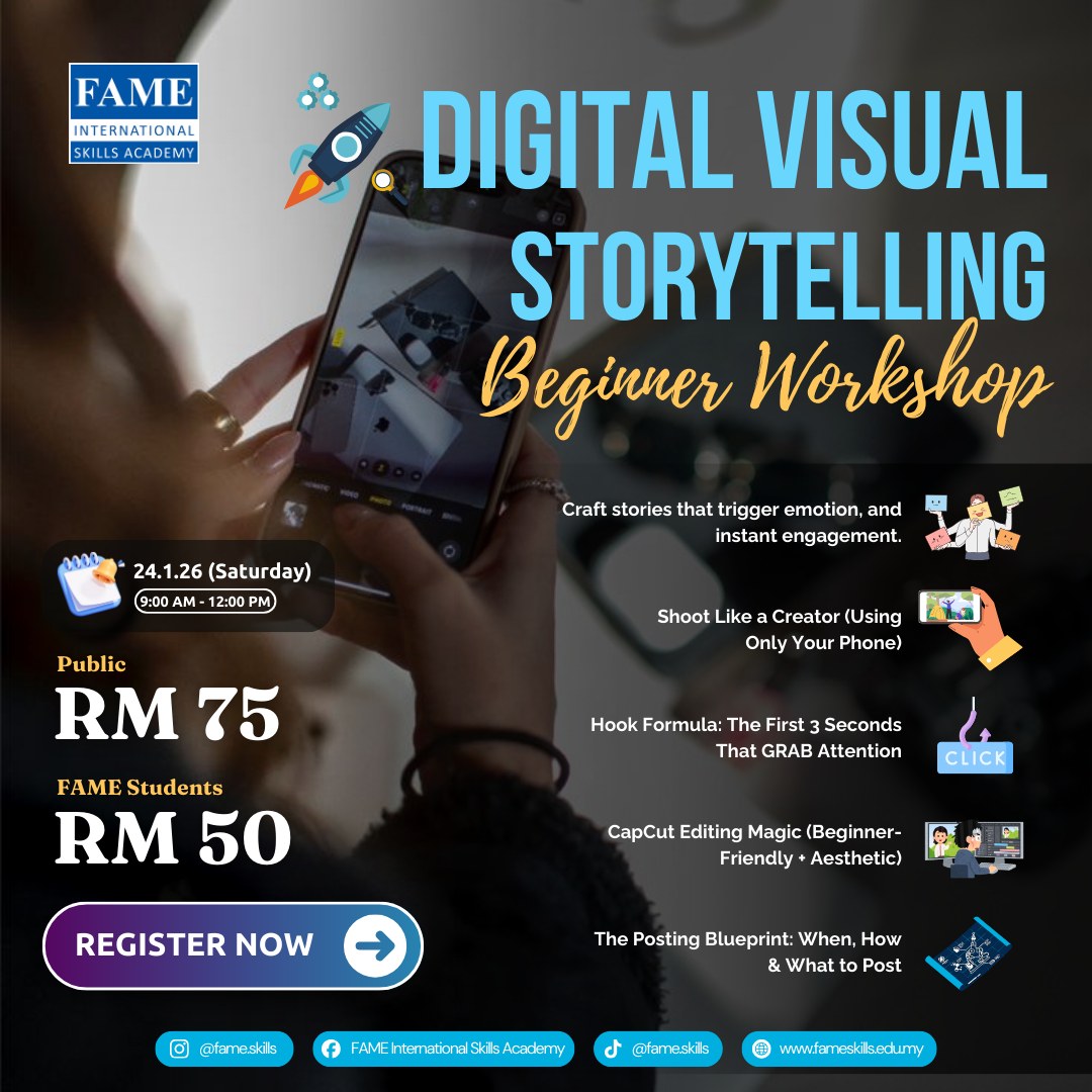 fame, fame skills, short course, kuching, digital visual
